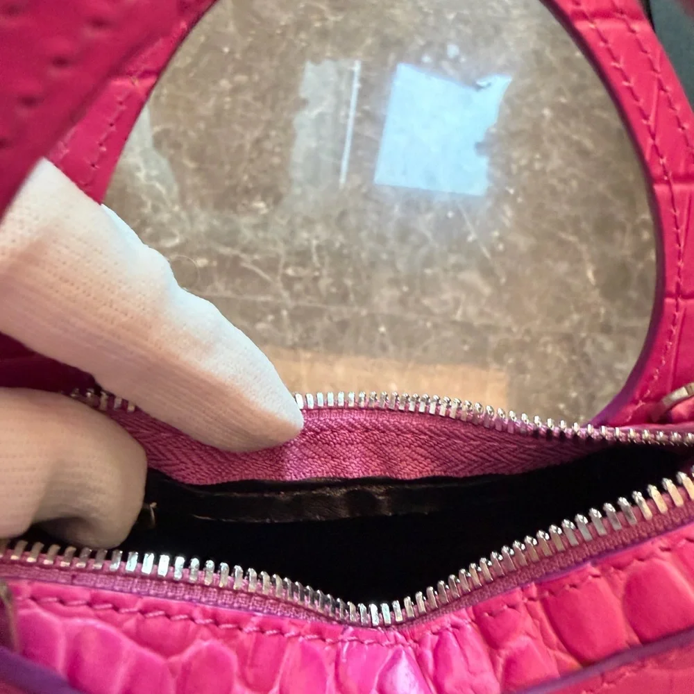 Coperni Fuchsia Croc-Embossed Mini Crossbody Bag